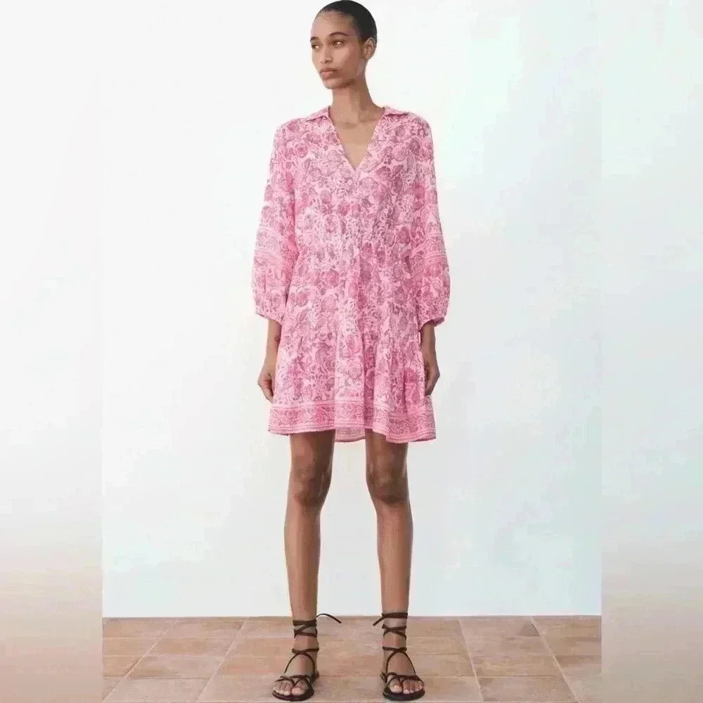 NWT  ZARA PRINTED MINI DRESS